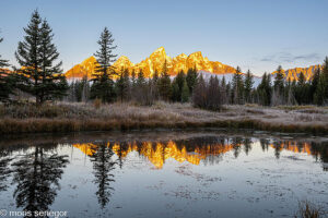 Sun rising over the Grand Tetons