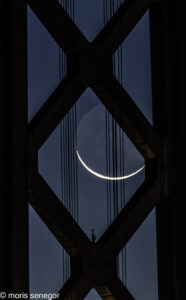 Crescent moonrise, Bay Bridge, SF